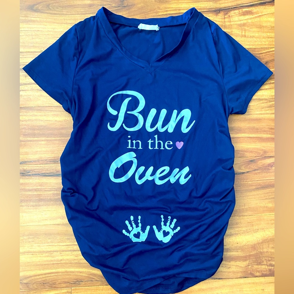 Blue maternity shirt